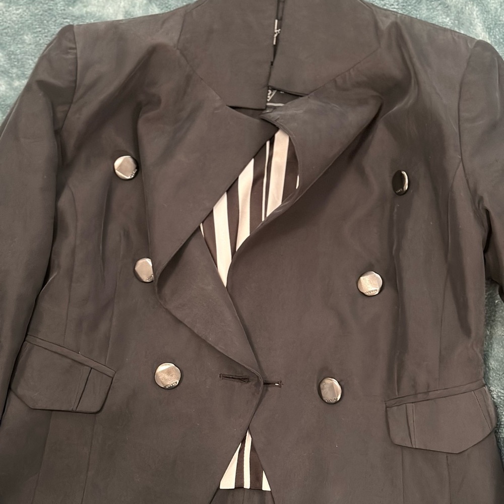 Guess Black and White Striped Blazer